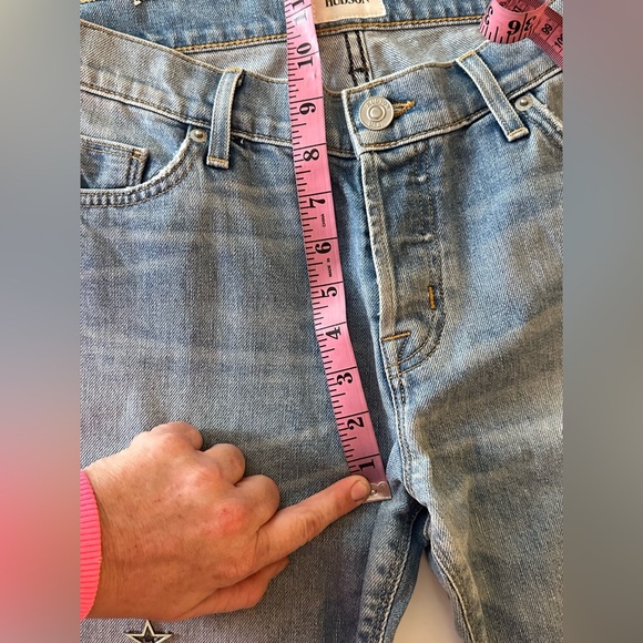 Hudson Riley Crop Relaxed Distressed GrommetStar Straight ButtonFly Jean NWOT 27 - Picture 13 of 16